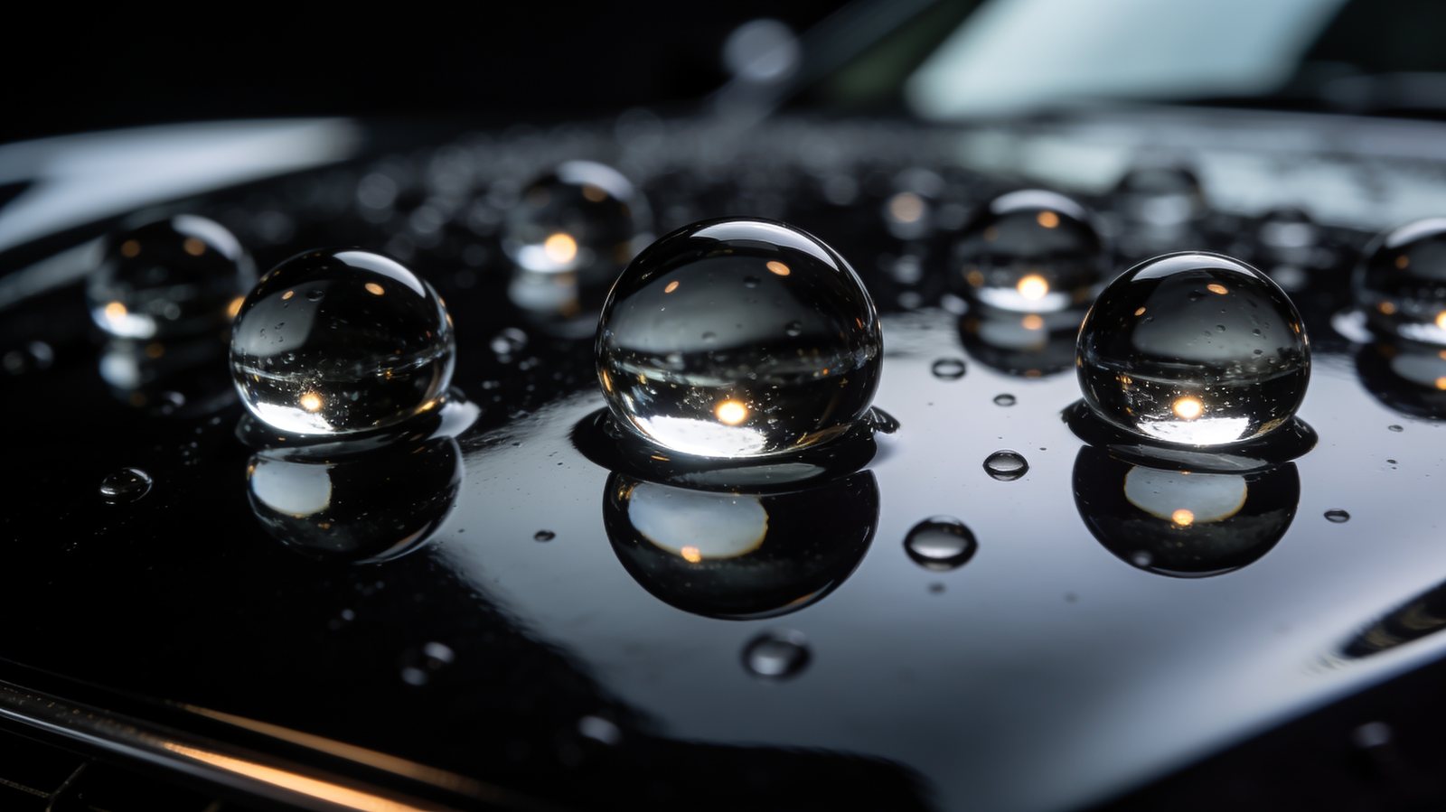 Water beading on hydrophobic coated paint